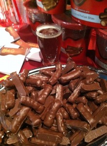chocolate covered pretzels with brown ale