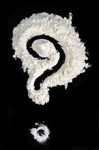 question mark written in flour